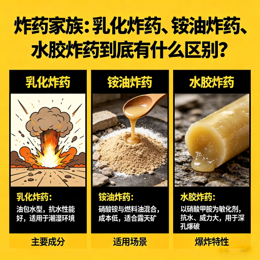 六合炸药家族：乳化炸药、铵油炸药、水胶炸药到底有什么区别？